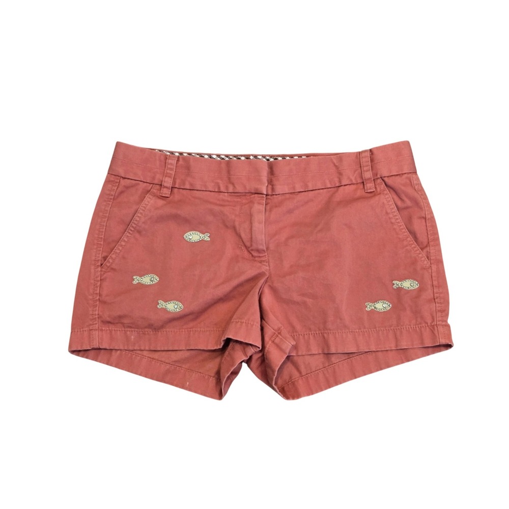 J.Crew Coral Minnow Chino Shorts Critter Fish Size 6, Summer Coastal